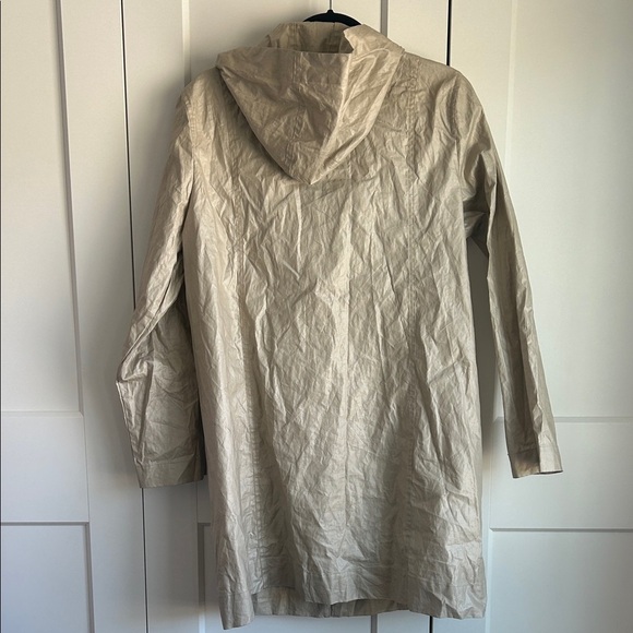 Garnet Hill Coated Linen Beige Hooded Jacket | 8 - Picture 5 of 6